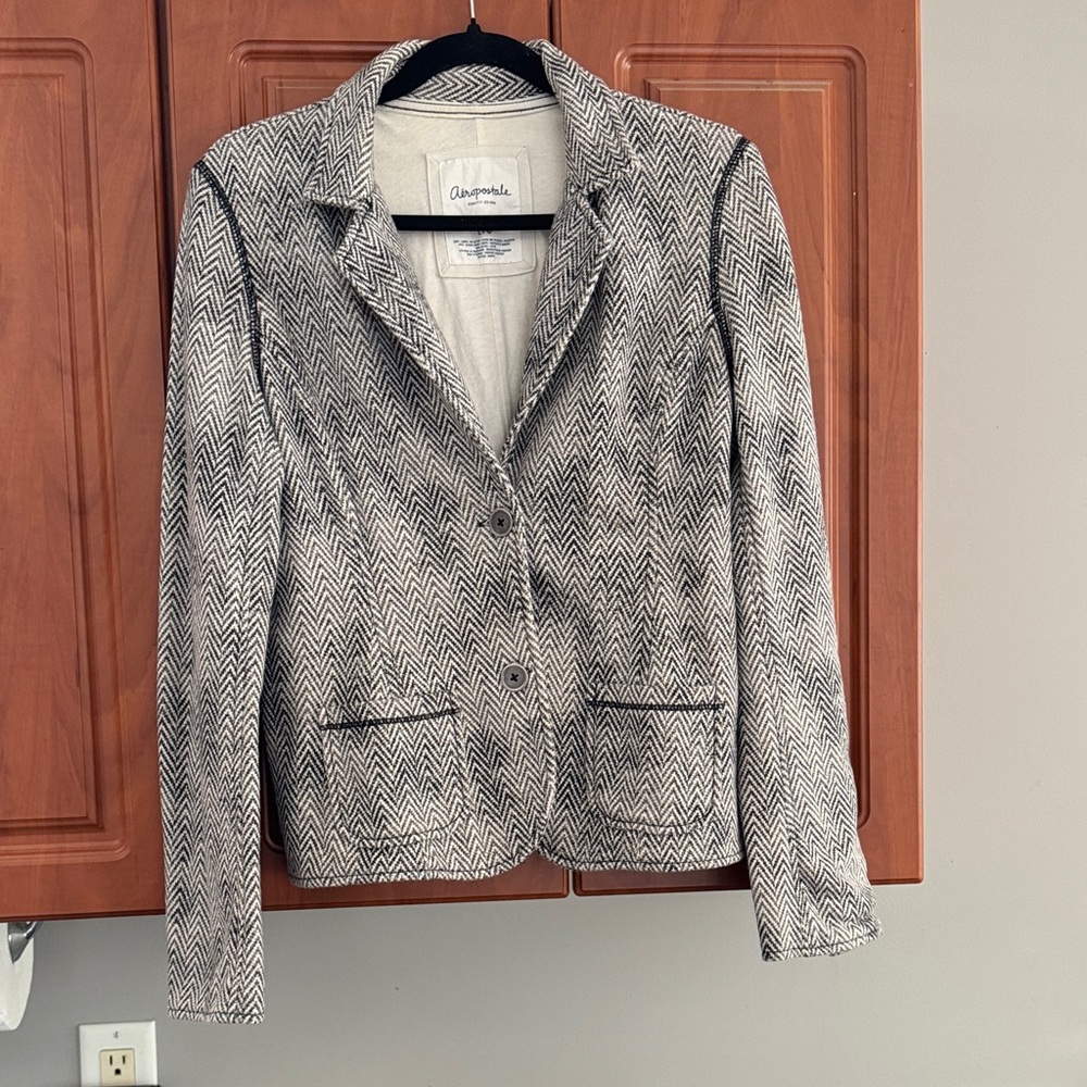 Aeropostale Black and White Chevron Blazer